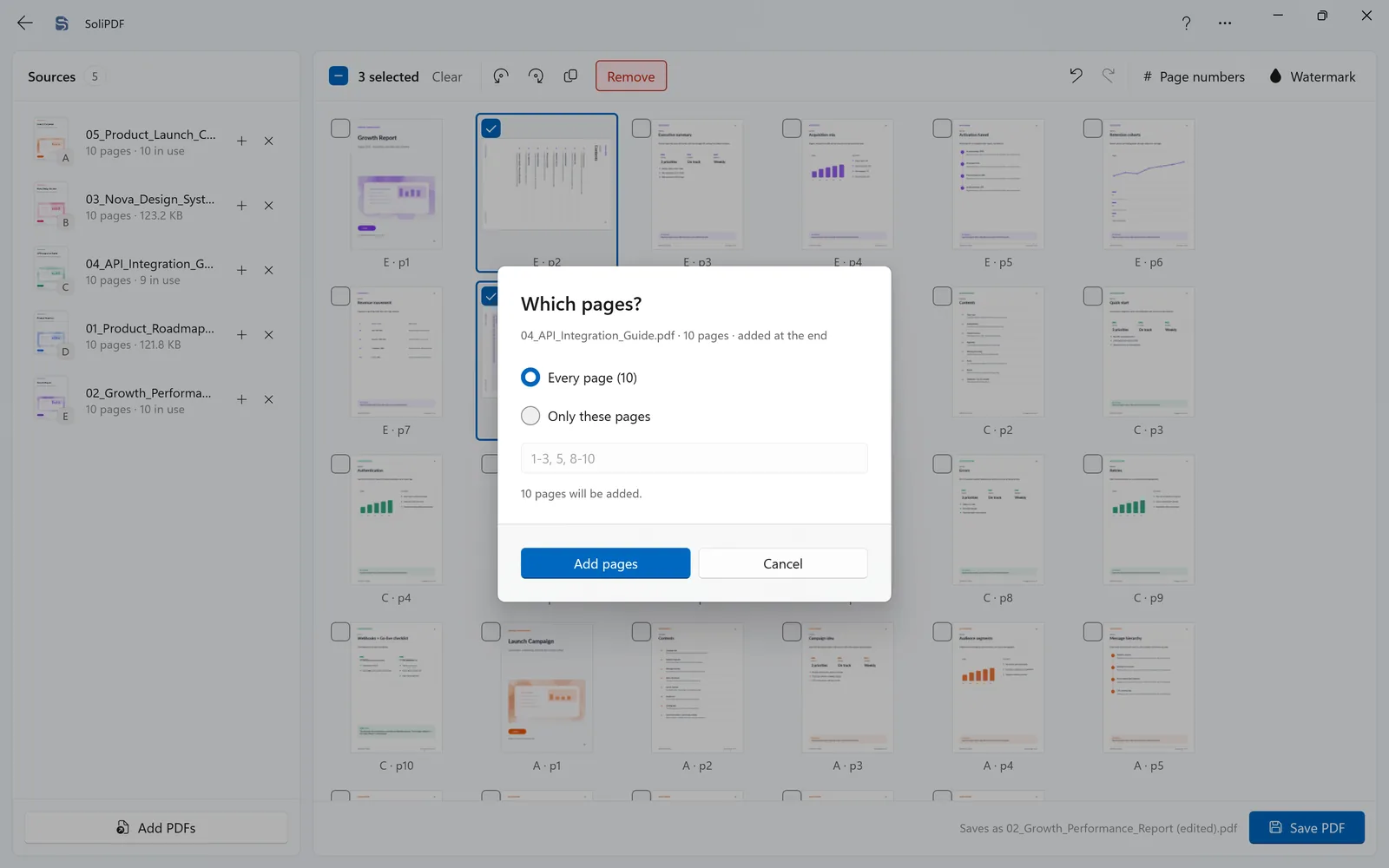 Add pages from another PDF
