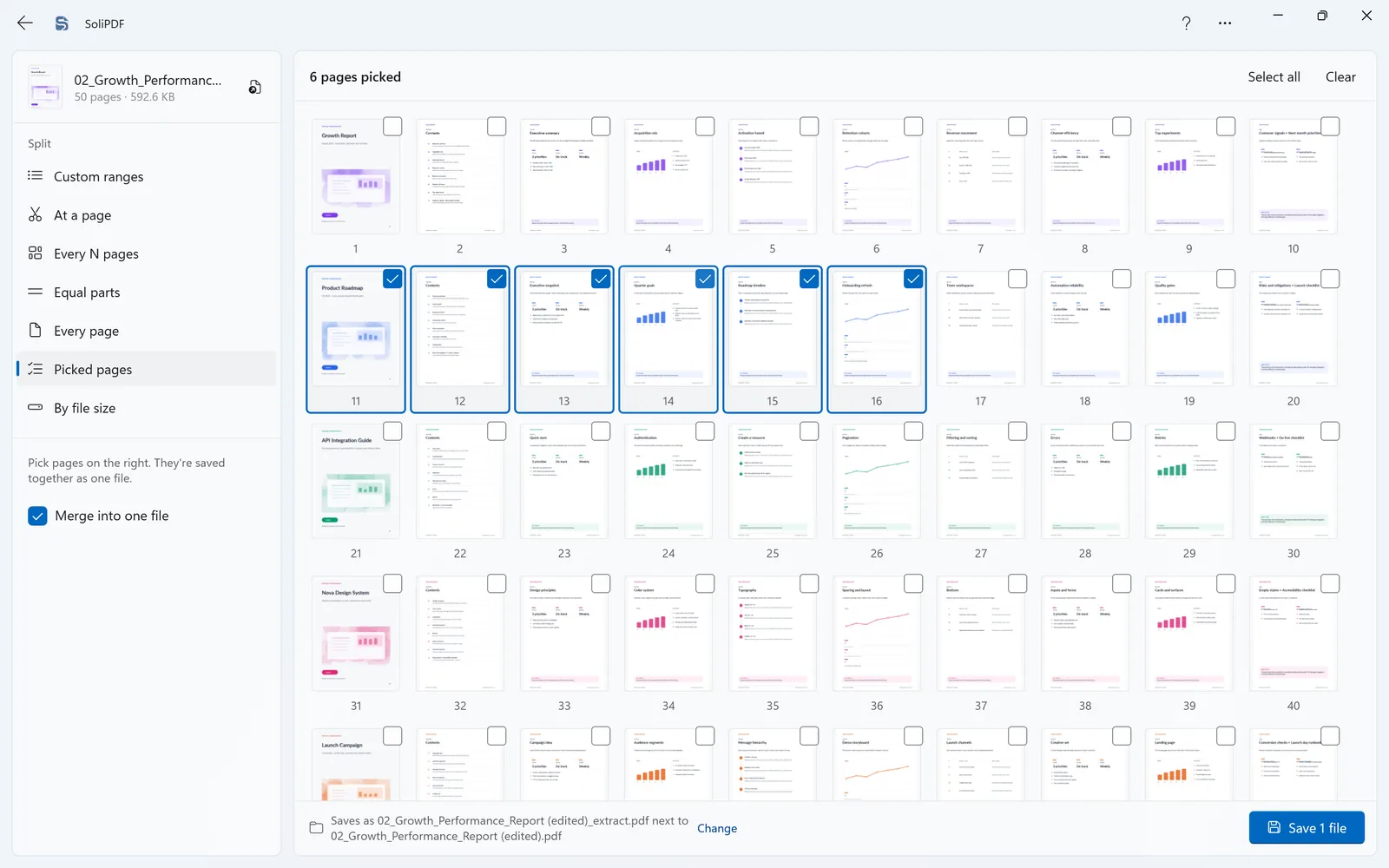 Extract picked pages