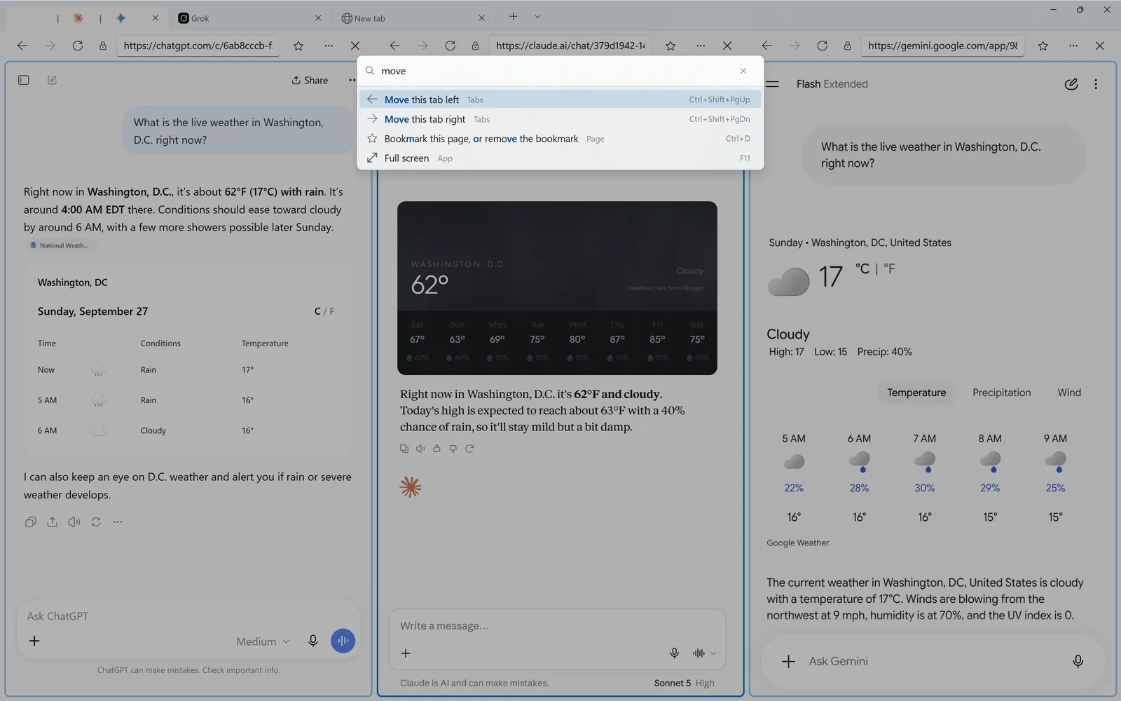 Command palette: tab actions